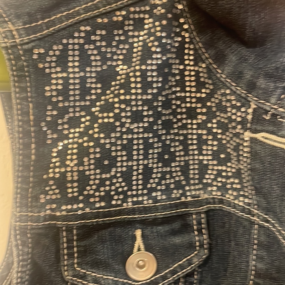 Christopher & Banks Jean Vest with Rhinestones - Picture 4 of 8
